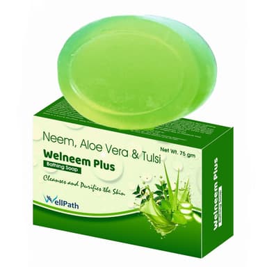 Neem is known for its antibacterial and antifungal properties, helping to fight acne and skin infections. Aloe vera provides moisturization and soothes the skin, while tulsi is known for its anti-inflammatory and antioxidant benefits.